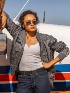 Olivia Swann NCIS Sydney S03 Grey Bomber Jacket Front Look