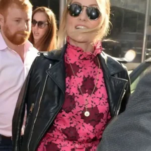 Olivia Wilde NYC Black Leather Jacket Front Look