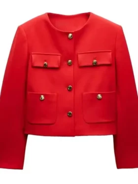 Owning Manhattan Chloe Tucker Caine Red Jacket Front Look
