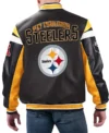 Pittsburgh Steelers Black Varsity Full-Zip Leather Jacket Back Look