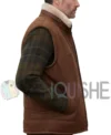 Premium Mens Brown Shearling Lined Sleeveless Leather Jacket