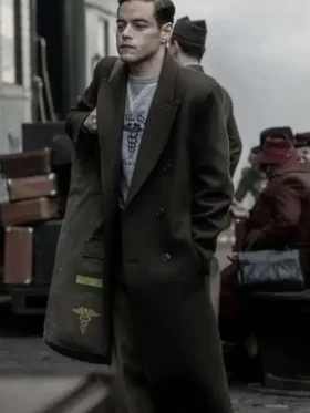 Rami Malek Nuremberg 2025 Wool Coat Front Look