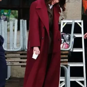 Rebecca Hall The Beauty Maroon Trench Coat Front Look