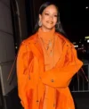 Rihanna Bergdorf Goodman Orange Coat Front Look
