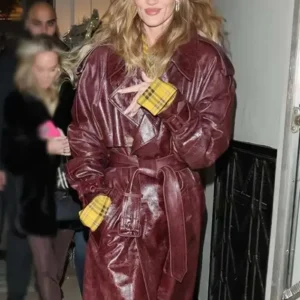 Rosie Huntington-Whiteley Leather Trench Coat Front Look
