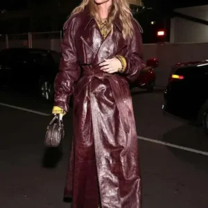 Rosie Huntington-Whiteley Leather Trench Coat Front Look