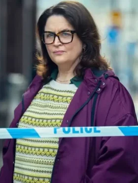 Ruth Jones Run Away Purple Hooded Jacket Front Look