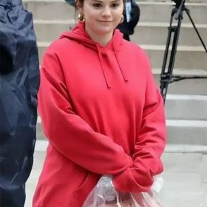 Selena Gomez Only Murders in the Building Pink Hoodie Front Look