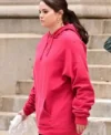 Selena Gomez Only Murders in the Building Pink Hoodie Front Look