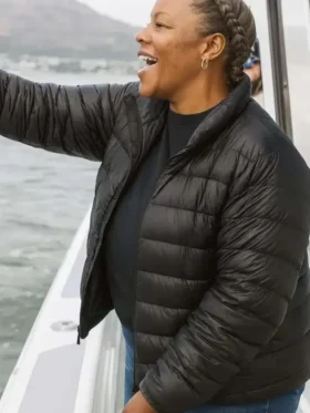 Selena Martin Tiffany Haddish Goes Off Black Jacket Front look