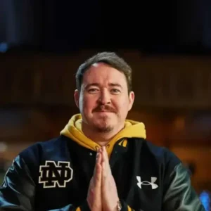 Shane Gillis Notre Dame Varsity Jacket Front Look