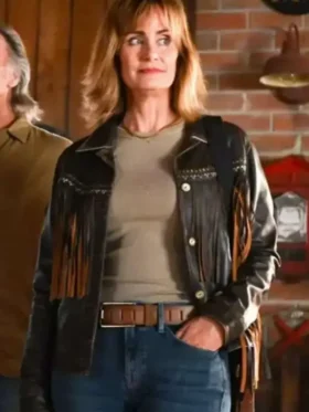 Sharon Leone Fire Country S03 Fringe Leather Jacket Front Look