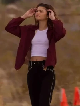 Zendaya Euphoria S03 Red Jacket front Look