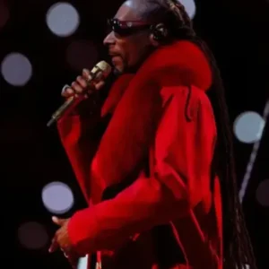 Snoop Dogg Halftime Show Christmas 2025 Red Coat Front Look