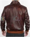Stegaro Fighter Pilot Brown Leather A2 Bomber Jacket Back Look