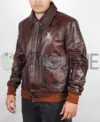 Stegaro Fighter Pilot Brown Leather A2 Bomber Jacket