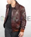 Stegaro Fighter Pilot Brown Leather A2 Bomber Jacket