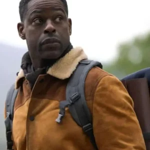 Sterling K. Brown Paradise Brown Suede Leather Jacket Front Look