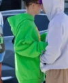 Street Style Hailey Bieber Green Hoodie
