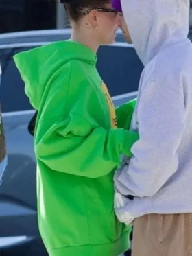 Street Style Hailey Bieber Green Hoodie