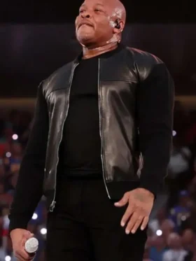 Super Bowl Dr. Dre Black Leather Jacket