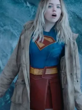 Supergirl Milly Alcock Brown Cotton Jacket Front Look