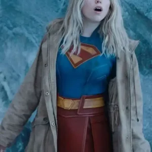 Supergirl Milly Alcock Brown Cotton Jacket Front Look