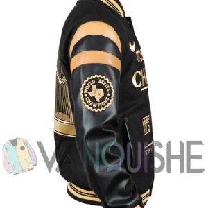 Texas Rangers Champions Black Varsity Jacket right van