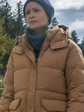 Thandiwe Newton God’s Country Puffer Coat Front look