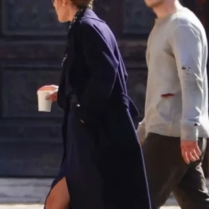 The Beauty 2026 Rebecca Hall Blue Coat Side Look