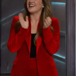 The Kelly Clarkson Show Kelly Clarkson Red Blazer Front Look