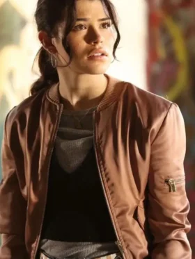 The Rookie Tamara Colins Satin Bomber Jacket Front Look