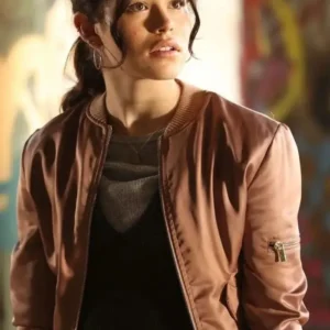 The Rookie Tamara Colins Satin Bomber Jacket Front Look