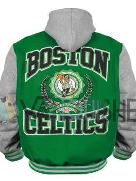 Throwback Prep Boston Celtics Kelly Green Hoodie Jacket back van