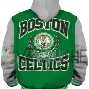 Throwback Prep Boston Celtics Kelly Green Hoodie Jacket back van