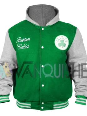 Throwback Prep Boston Celtics Kelly Green Hoodie Jacket front van