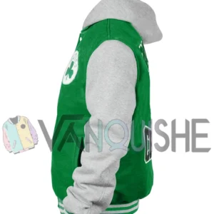 Throwback Prep Boston Celtics Kelly Green Hoodie Jacket left van