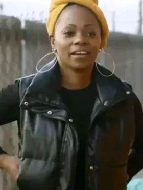 Tiffany Haddish Goes Off Sparkle Clark Puffer Leather Vest