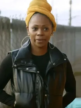 Tiffany Haddish Goes Off Sparkle Clark Puffer Leather Vest