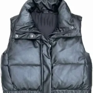 Tiffany Haddish Goes Off Sparkle Clark Puffer Leather Vest Front Look
