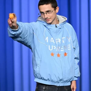 Timothée Chalamet Light Blue Marty Supreme Jacket