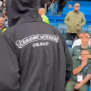 Timothee Chalamet Premier League Match Black Hoodie Back Look
