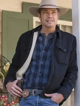 Timothy Olyphant Justified Sherpa Jacket Front Look