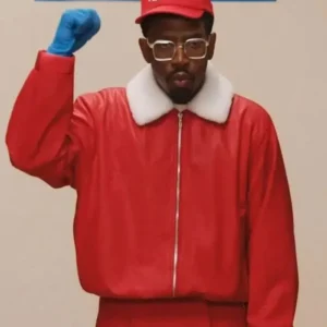 Tyler The Creator Stop Playing With Me Leather Jacket Front Look