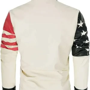 Vintage American Flag Leather Jacket Back look