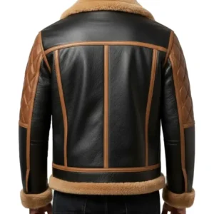 Vintage B3 Aviator Black and Tan Leather Jacket Back Look