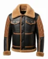 Vintage B3 Aviator Black and Tan Leather Jacket Front Look