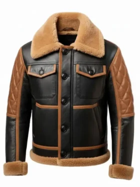 Vintage B3 Aviator Black and Tan Leather Jacket Front Look