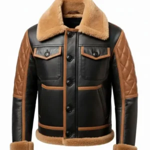 Vintage B3 Aviator Black and Tan Leather Jacket Front Look