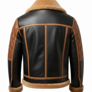 Vintage B3 Aviator Black and Tan Leather Jacket Back Look